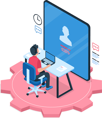 Mensch vor einem großen Bildschirm - Stylisierte Darstellung